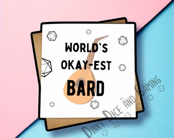 World's Okayest Bard Card, Bard card, Bard gift, dnd card, dnd gift, dnd Bard , dungeons and dragons, birthday card,