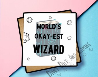 World's Okayest Wizard Card, Wizard card, Wizard gift, dnd card, dnd gift, dnd Wizard , dungeons and dragons, birthday card,