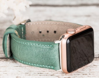 Green Leather Watch Band for Apple Custom Watch Band 38mm 40mm 41mm 42mm 44mm 45mm 49mm, iWatch Band Women Series Ultra 8 7 6 5 4 3 2 & SE
