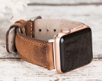 Brown Real Leather Apple Watch Band 38mm 40mm 41mm 42mm 44mm 45mm 49mm for Men & Women, iWatch Band Women for Series Ultra 8 7 6 SE