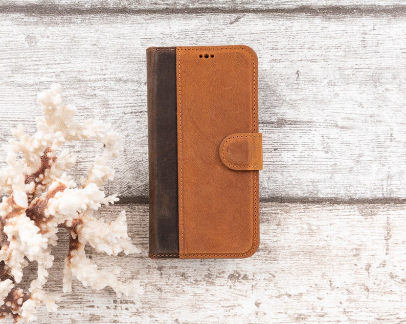 Iphone 13 Pro Max Magsafe Camel Leather Iphone Case Wallet Etsy