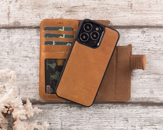 IPhone 13 Pro Leather Wallet Case Designer, Magsafe Compatible Detachable  Magnetic Flip Cover With Card Slots antique Camel - Etsy