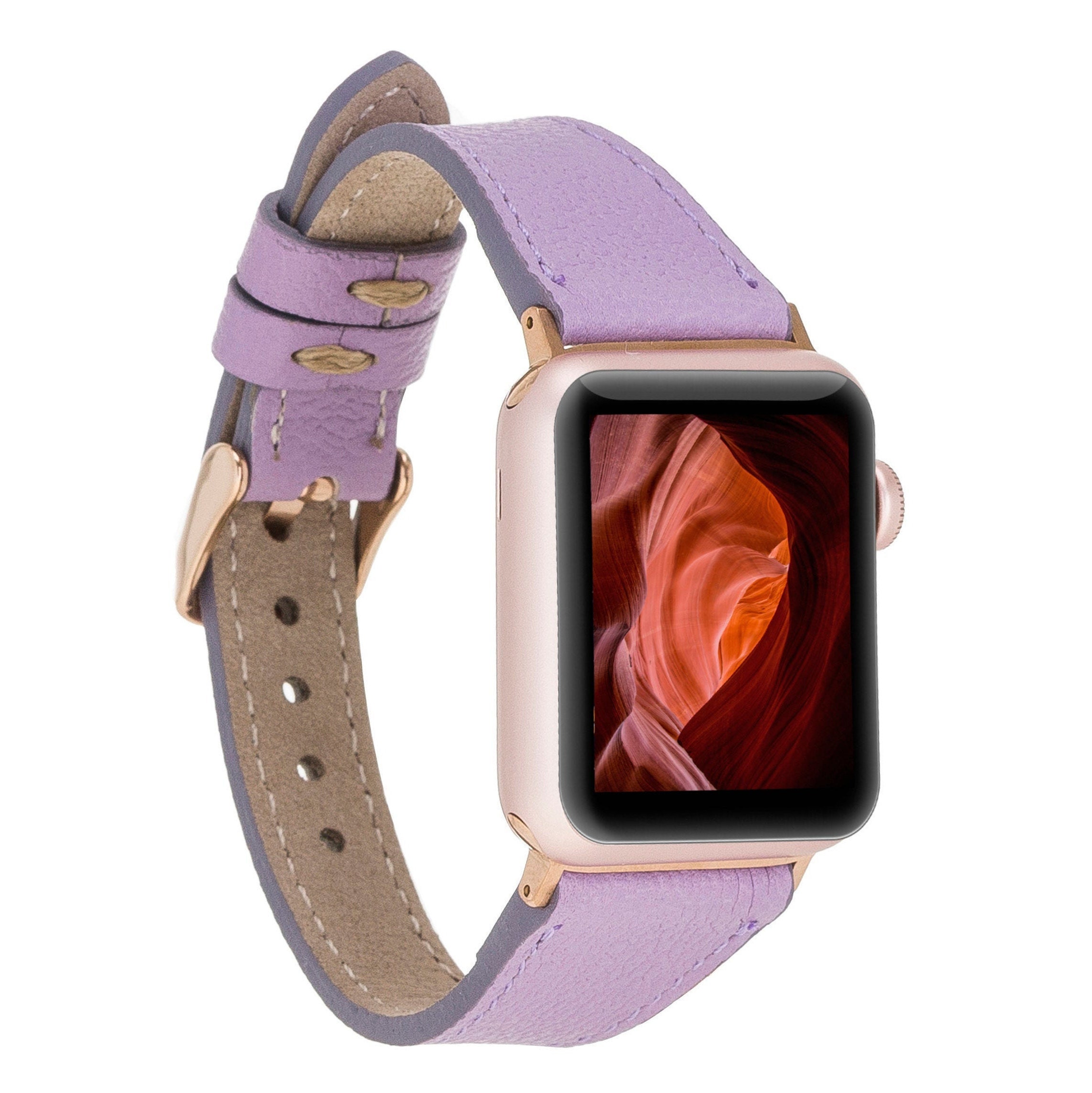 Purple Genuine Leather Apple Watch Band 38mm 40mm 42mm 44mm Etsy