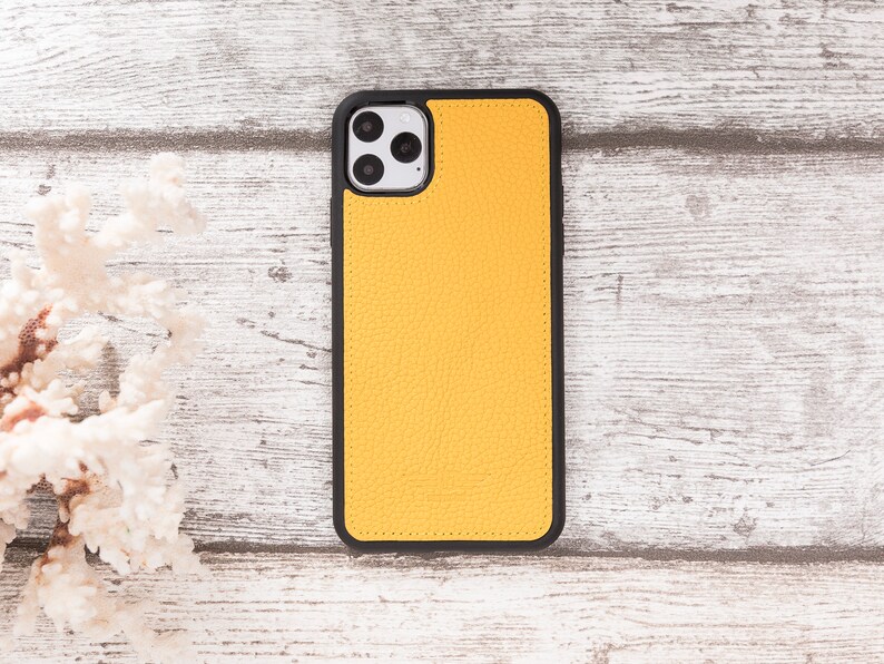 Horizontal Stand Floater Yellow Personalized Bayelon Genuine Quality Leather Case with Card SlotsApple iPhone 11 ProMax 6.5,Wallet Case