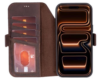 Personalized IPhone 16 Pro Max Leather Wallet Case, Magsafe Flip Cover - Canada