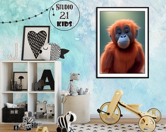 Baby Orangutan Print 2, Forest Print, Orangutan Wall Art, Orangutan Poster, Orangutan Art, Animal Prints, Orangutan Art Jungle Prints