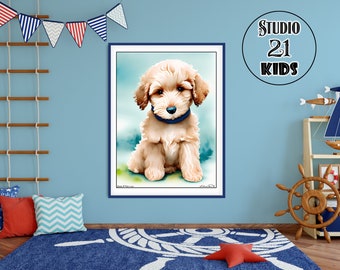 Baby Goldendoodle Print, Goldendoodle Wall Art, Goldendoodle Poster, Goldendoodle Art, Puppy Print, Puppy Poster, Dog Print, Kids room decor