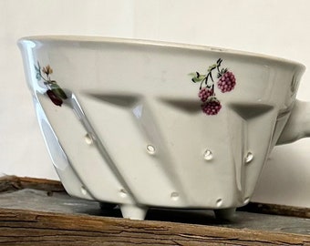 Vintage ceramic colander or berry strainer