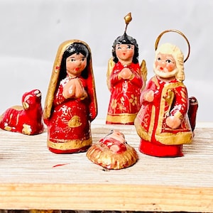 Mexican Vintage Nativity Set, Made in Mexico, 14 PC Nativity Set, Christmas Decorations