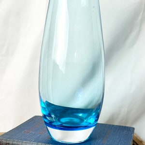 Scandinavian Art Glass Vase, Vintage Swedish Turquoise Blue Blown Glass Bud Vase, Mid Century Modern Vintage Decor