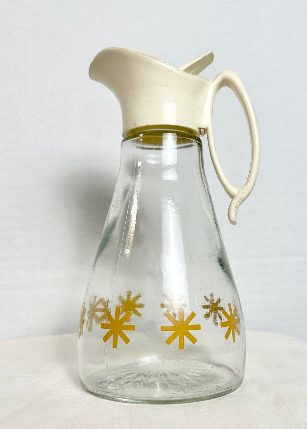 Vintage Atomic Starburst Glass Syrup Dispenser Retro Syrup Pitcher Etsy