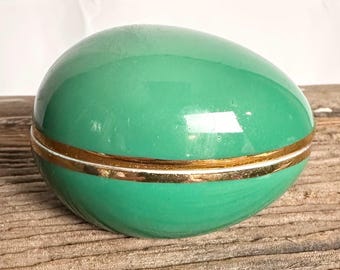 Limoges Vintage Green Egg Trinket Box