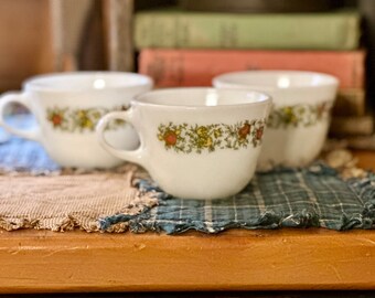 Pyrex Vintage Milk Glass Coffee/Tea Cups , Set of Three