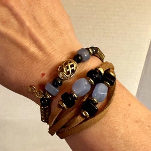 Vintage leather wraparound bracelet