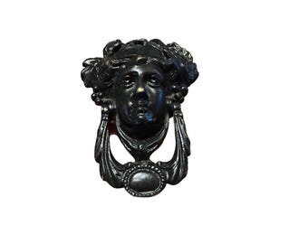 Grecian Goddess Door Knocker Regency Dionysus Face Brass 7.1