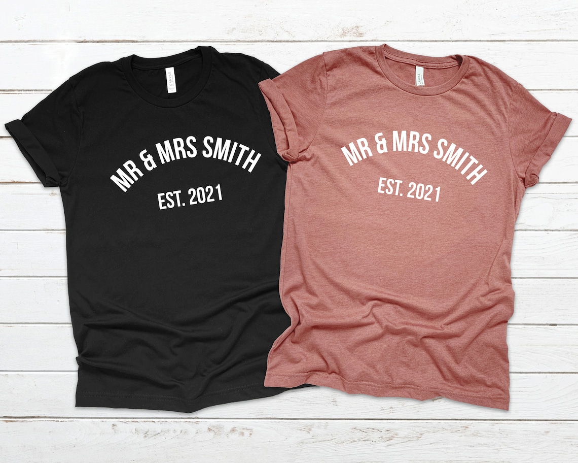 Customisable MR and MRS Tshirts Personalised wedding t-shirt | Etsy