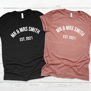 Customisable MR and MRS Tshirts| Personalised wedding t-shirt| enagement announcement ladies men's unisex | marriage proposal| customize