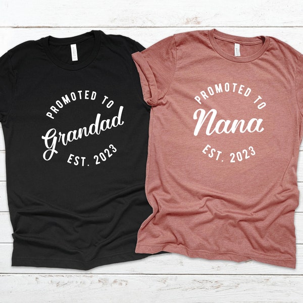 Promu au Tshirt Nana, promu au Tshirt grand-père 2023, promu aux grands-parents, promu au grand-père, promu au Nanna, t-shirts assortis