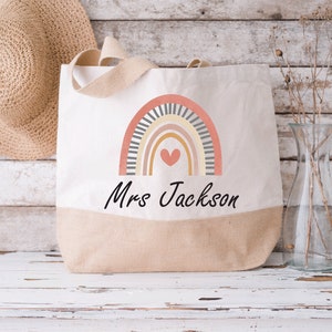 Personalised Teacher gift, Teacher Gift,  Large Jute Bag, Thank You Gifts, school, School Leaver Gift, Graduation Gift, Nursery Teacher Gift