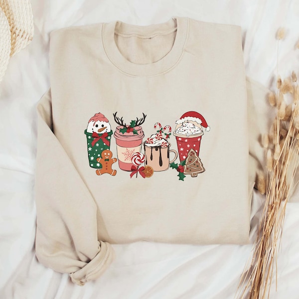 Christmas Drinks Sweatshirt, christmas Latte sweater, christmas jumper uk, christmas hoodie, retro christmas jumper, ugly christmas jumper,