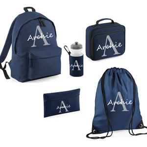 Personalised Backpack Kids Boys Girls Initial Name Lunch Bag Water Bottle and Pencil Case PE Bag School Bag Back To School bag set