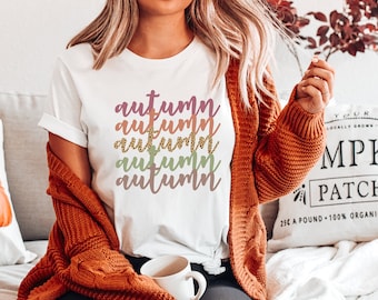 Autumn Tshirt, Fall shirt, White autumn tshirt, ladies autumn shirt, ladies fall shirt, autumn colours, autumn gift, girls fall tshirt, kids