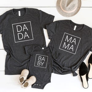 Mama Dada box tshirts | customize Family tshirts | New Baby Tshirts | new mother and father shirts | parent t shirts | new born baby t-Shirt
