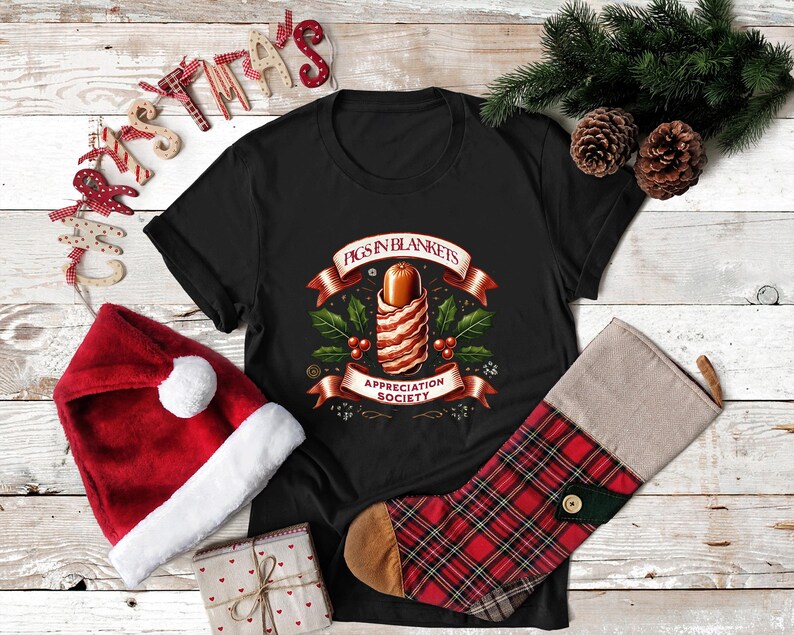 Pigs in Blankets Appreciation Society Christmas Tshirt, Festive Tee