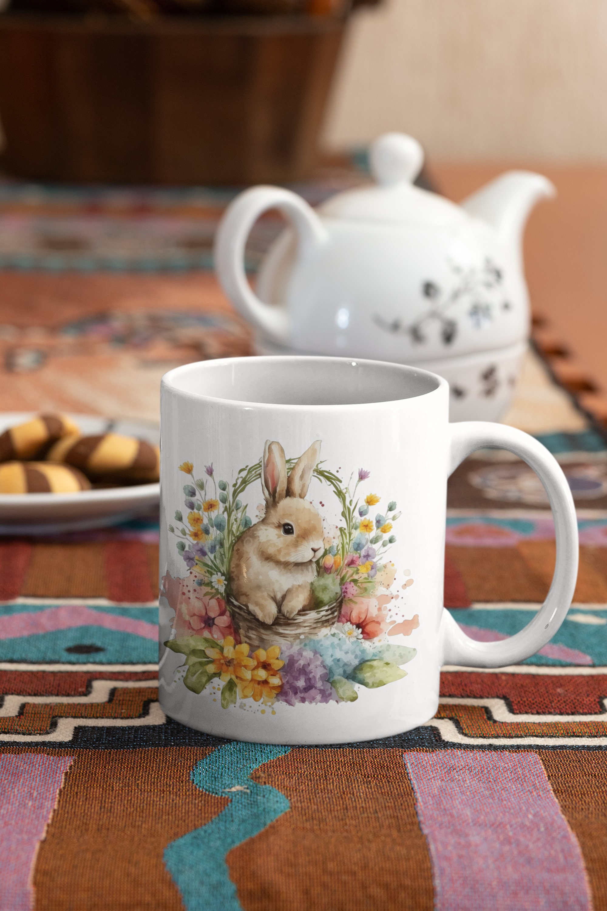Spring Mug - Spring Quoste - Personalized Easter Bunny in Spring Floral Mug  2024