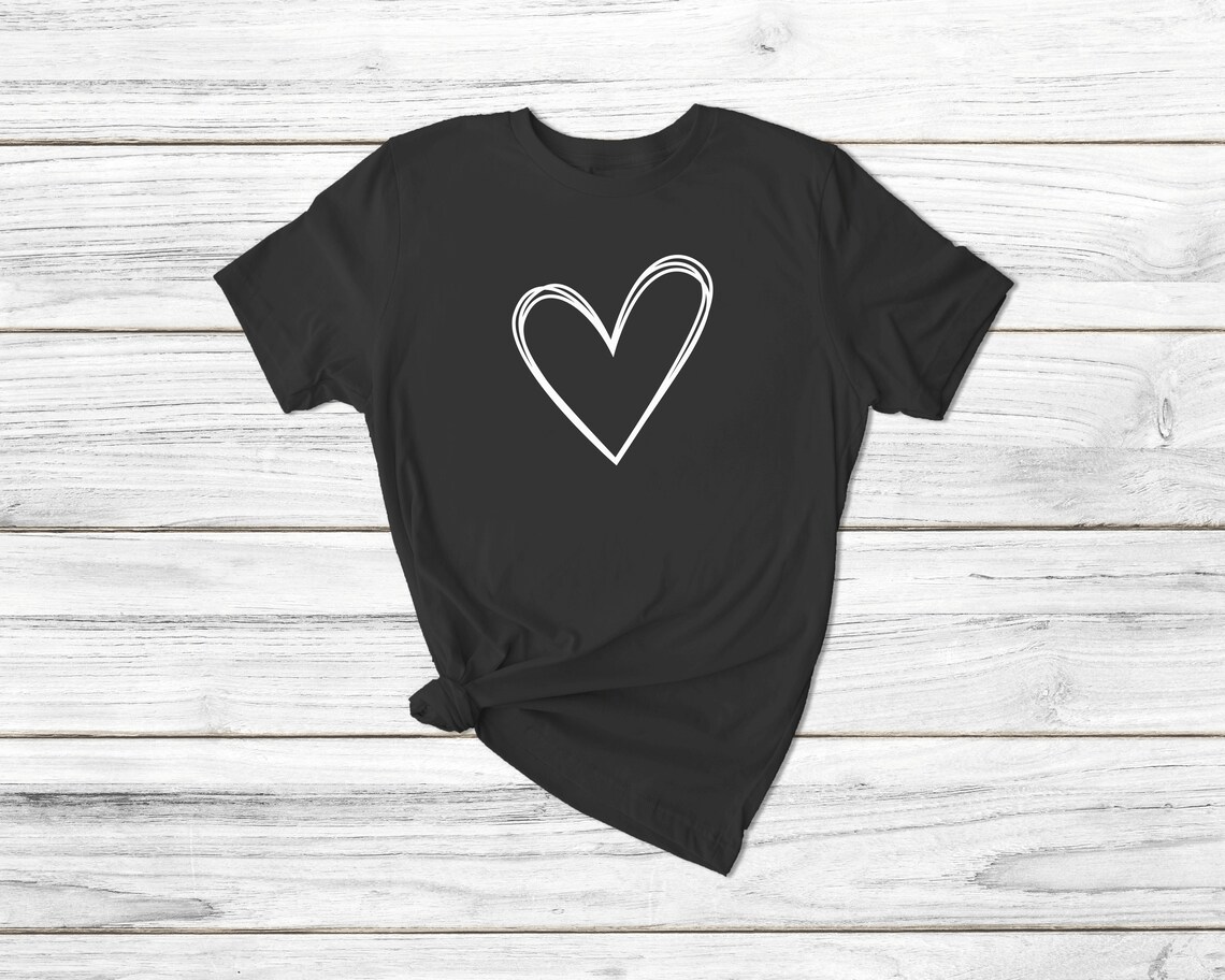 Heart Shirt Valentines Day Shirt Hand Drawn Heart Shirt Etsy