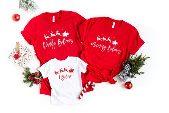Funny Family Christmas Tshirts Mummy Believes Daddy Believes - Etsy UK