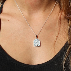 Saraswati Goddess Necklace | Sterling Silver and Gold Saraswati Pendant for Layering | Unique Goddess Necklace Gift