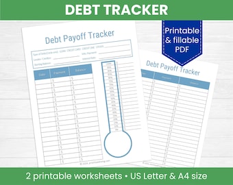 Zahlungs-Tracker mit Thermometer zum Ausdrucken: Zahlungslogbuch | Super geeignet für Debt Snowball & Debt Lawine | Ausfüllbares PDF