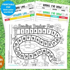 Lese-Tracker Karte zum Ausdrucken: Safari-Thema | Kinder, die Buchlogbuch lesen, Belohnungstabelle lesen, Lese herausfordern, Sommerlesetabelle lesen