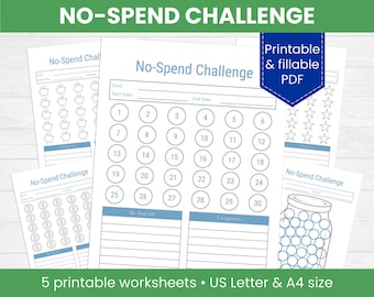30-Tage-No-Spenden-Challenge zum Selbstdrucken: Monatlicher Spar-Tracker & No-Buy Challenge-Arbeitsblätter | Geld-Spar-Challenge | Ausfüllbares PDF
