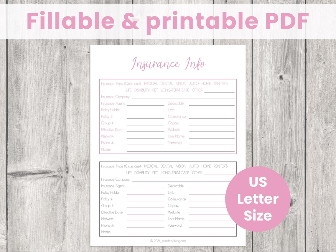 Policy Logs Insurance Insurance Policy Info Tracker Printable: Insurance Policy List and ...
