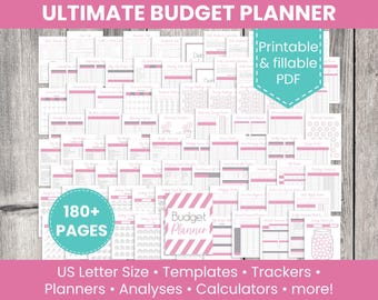 Haushaltsplaner Printable Bundle: Vorlagen, Budgetplaner, Ausgaben-,Schulden-Tracker, Ersparnisse-Tracker (Digitaler Download & ausfüllbares PDF)