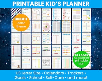 Kinderplaner Set zum Downloaden: habit tracker, Kalender, To-Do-Liste, Wochenplaner und mehr (digitaler Download)