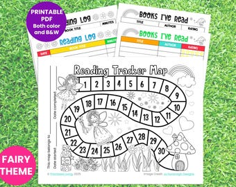 Reading Tracker Map Printable: Fairy Theme | Kids Reading Log & Treasure Map | Summer Reading Tracker | Book Log (Digital Download)