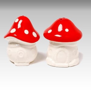 Mushroom Ceramic Salt & Pepper Set - Fairy Toadstool House