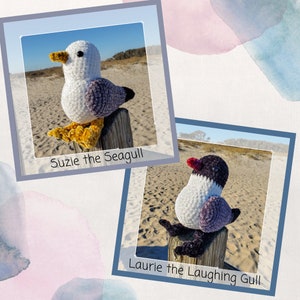 Suzie the Seagull and Laurie the Laughing Gull Crochet Patterns PDF Download Only, seagull pattern, crochet seagull, crochet bird