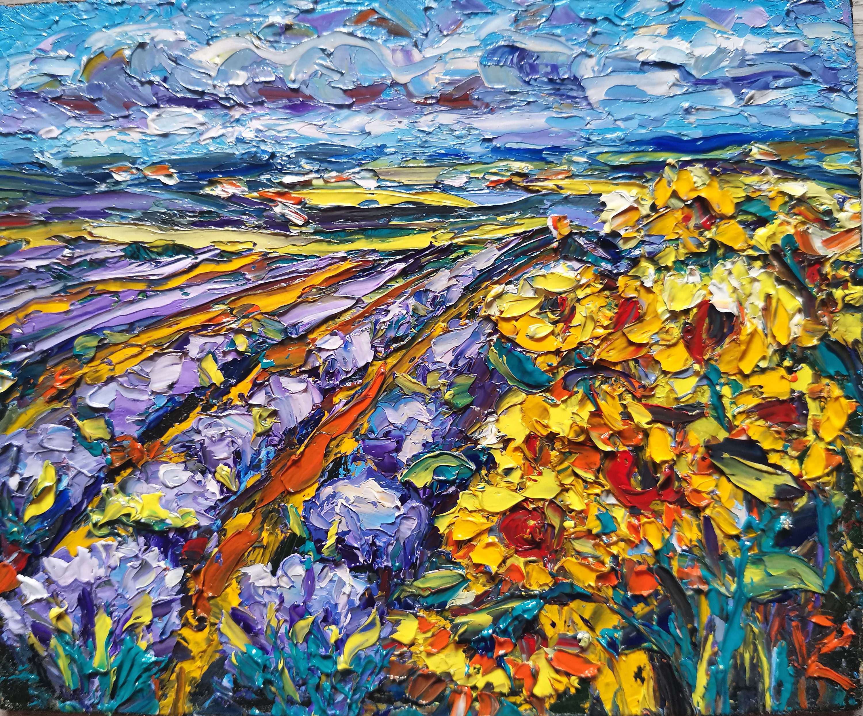 Tuscany Painting Lavender Sunflower Fields Provence Scenery Etsy