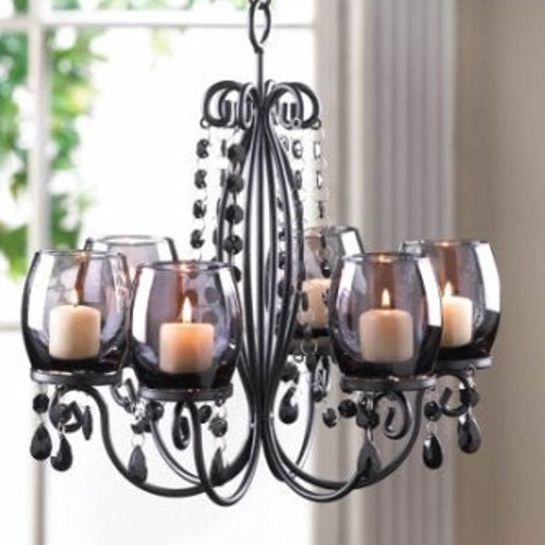 Black Elegant Chandelier Crystal Stylish Candle Chandelier Etsy