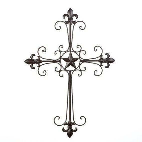 Wrought Iron Wall Cross Big Cross Wall Hanging Crucifix Etsy