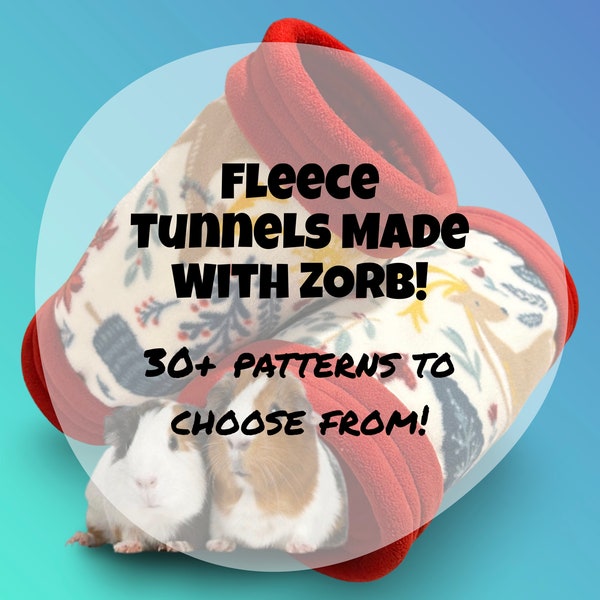 Guinea Pig Hide Tunnel - Made With Zorb® - Waterproof Upgrade - Fleece Hide - Guinea Pig Hide With Removable Absorbent Pad