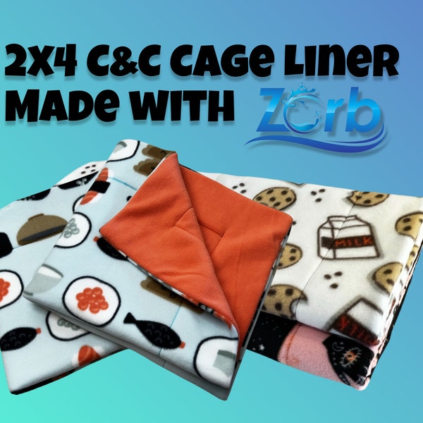 2X4 C&C Guinea Pig Liner Made With Zorb® - Fleece Cage Liners - Pet Bedding - Fleece Cage Liner