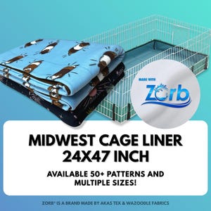 Midwest Cage Liner - Made With Zorb® - Guinea Pig Fleece - Pet Bedding - Midwest Cage Size 24x47 - Fleece Liner
