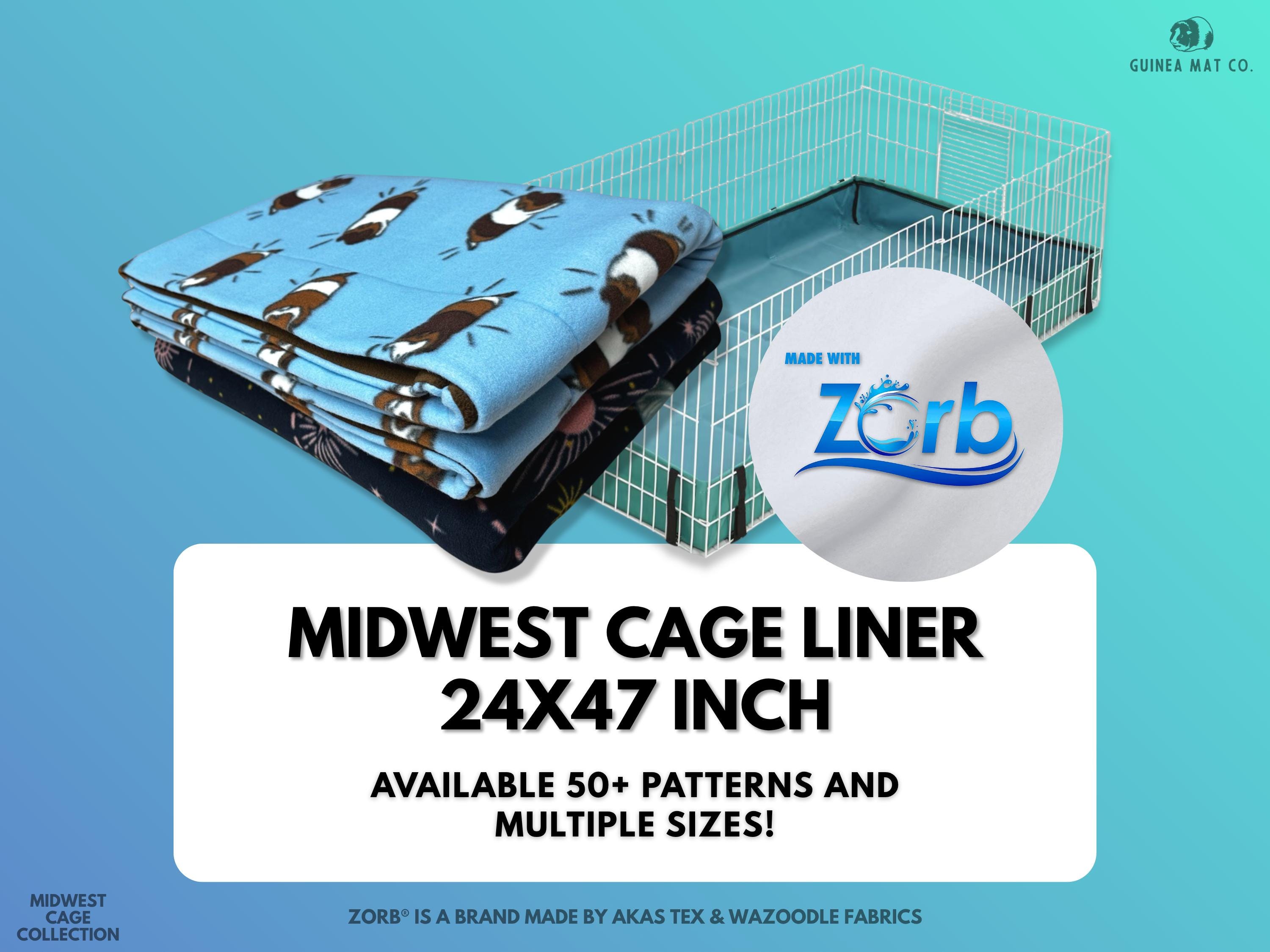 Midwest Cage Liner - Made With Zorb® - Guinea Pig Fleece - Pet Bedding - Midwest Cage Size 24x47 - Fleece Liner