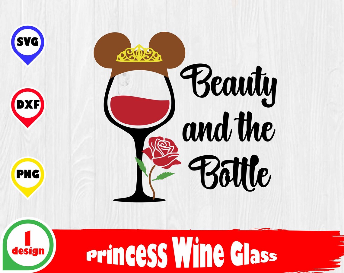 Disney Wine Glass Svg Bundle Disney Princess Wine Glass Svg Etsy