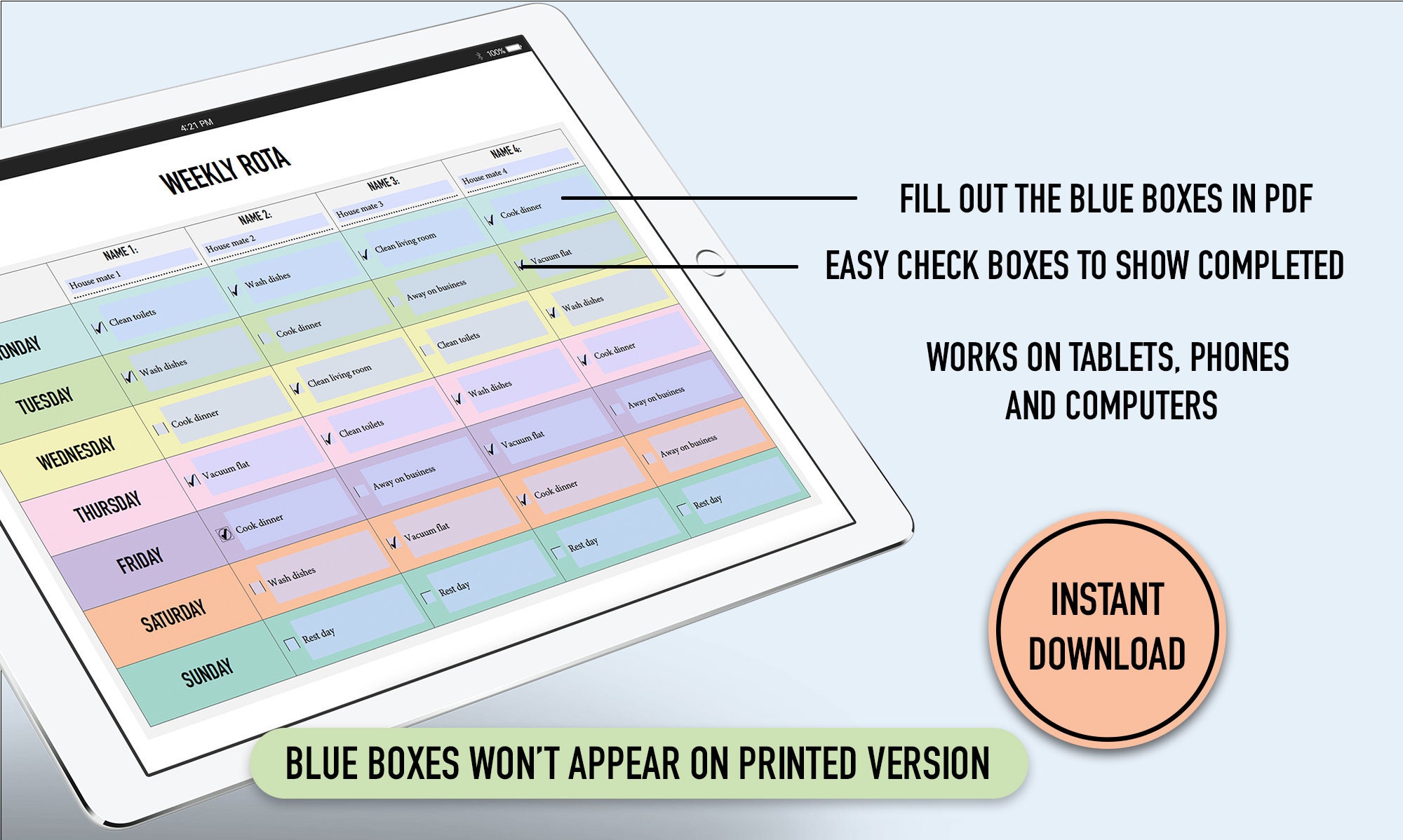 Chore Rota Editable Chores Schedule | Printable | Weekly, Rota Checklist ...